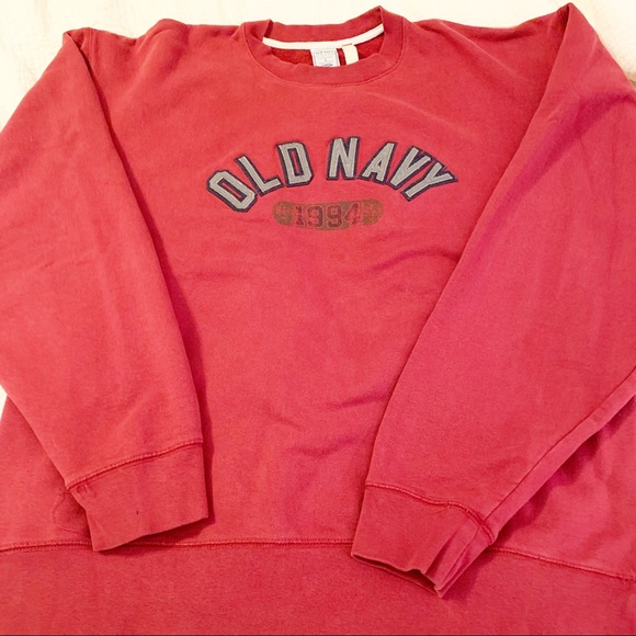 Vintage Old Navy Big Logo Crewneck Sweatshirt in Crimson Red Sz. L - Picture 3 of 11